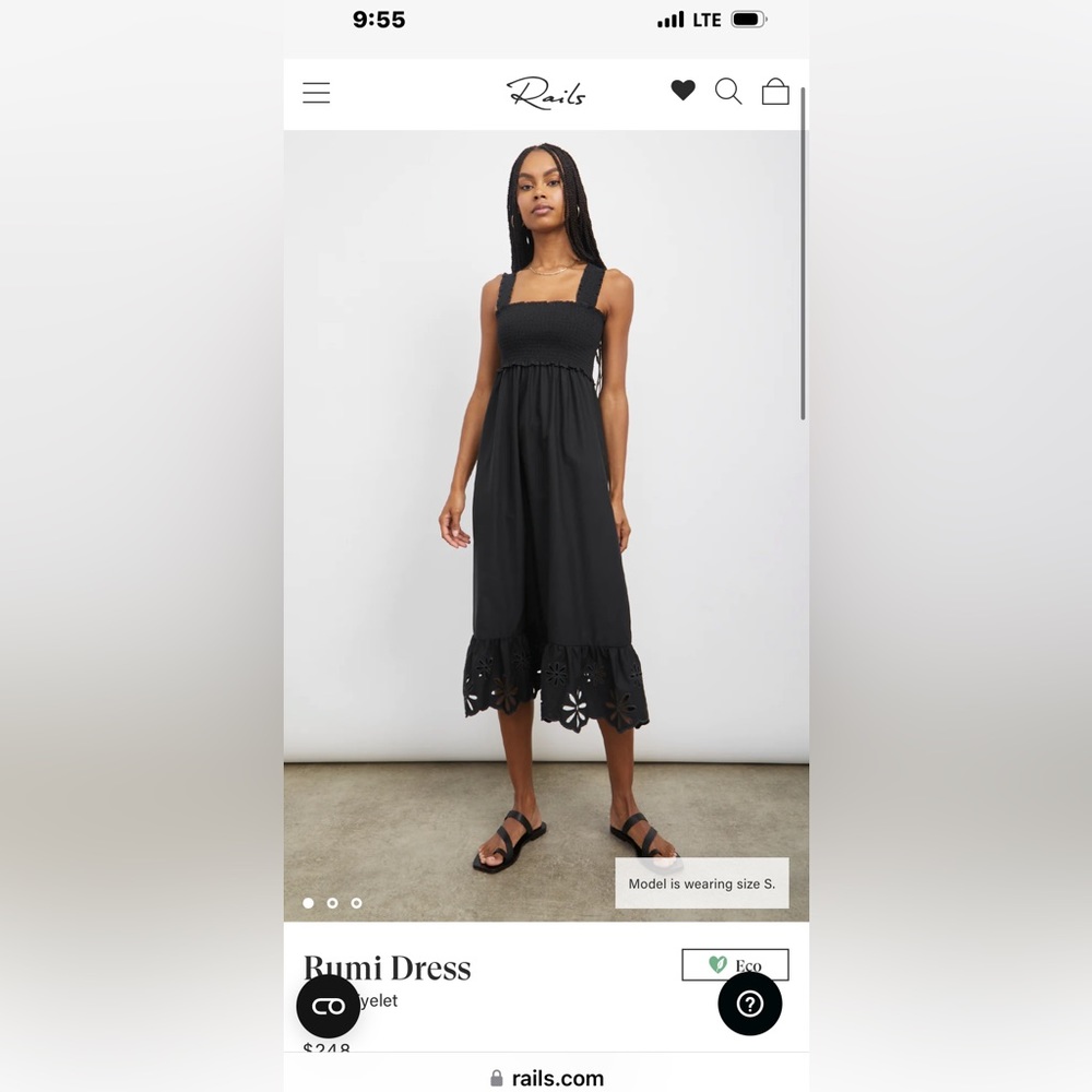 Rails small black eyelet dress. Retail 250 worn once.